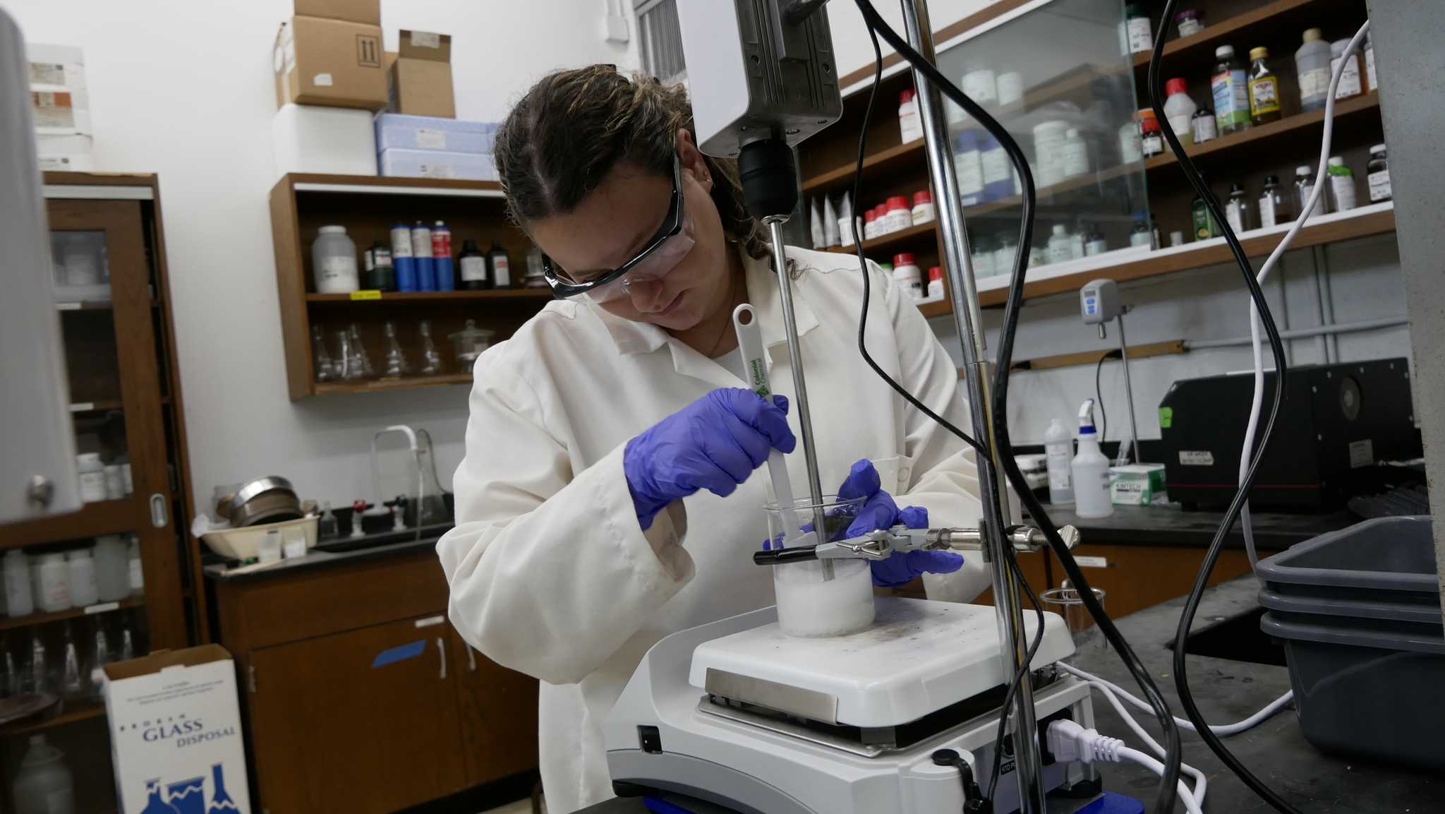 working in lab